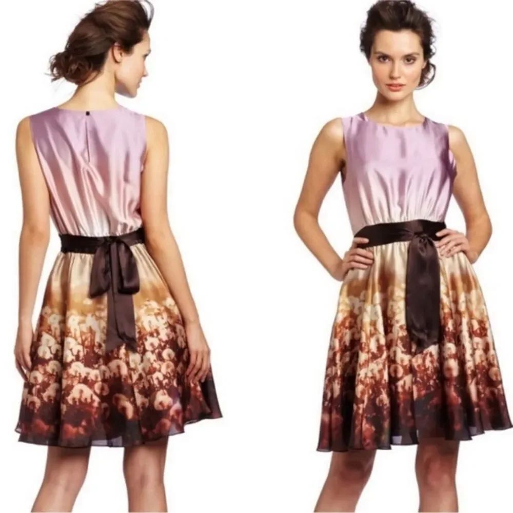 Ted Baker London Earth Tone Ombre Dandelion Print A line Sleeveless Dress